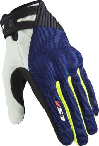 LS2 70011F0126L Motorcycle Gloves Dart 2, Men, Blue/Yellow, L