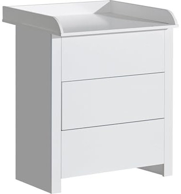 ATB Wickelkommode - Wickeltisch 101 x 85 x 75 cm - Babyzimmer Komplettset - Funktional Möbel für Kinderzimmer - Bequemer Baby Wickeltisch mit Schubladen – Baby Changing Table - Weiße