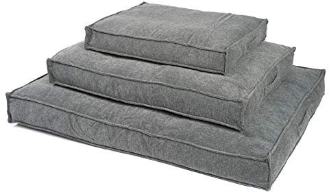 JAMAXX Premium Hundekissen Orthopädische Füllung, Waschbar Bezug aus Edlem Chinelle Stoff, Weiche Kompakte Füllung mit Visco Schaumstoff-Flocken Memory, PDB1003 65x50 (S) Silver-Grey