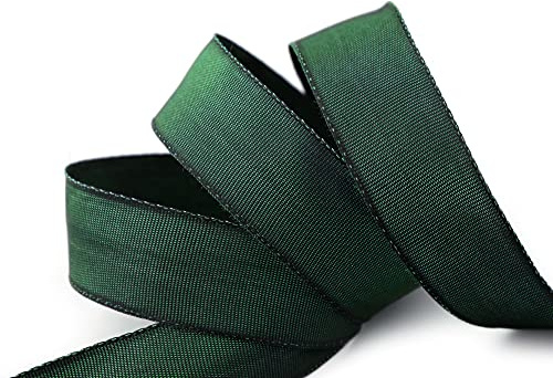finemark 25 m x 25 mm Drahtkantenband Leo TANNENGRÜN Dunkelgrün Grün (035) Dekoband mit Drahtkanten Geschenkband Stoffband Schleifenband Draht aus nachwachsenden Rohstoffen biologisch abbaubar