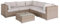 Alice's Garden Gartengarnitur aus Kunststoffrattan - Napoli - Beige, Beige meliert Kissen - 5 Plätze - 2 Sessel ohne Armlehnen, 3 Ecksessel, EIN Couchtisch