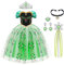 URAQT Princesse Costume, Princesse Robe avec Baguette et Couronne, Filles Princesse Costume Habillage, Déguisements pour Filles Fête d'Anniversaire Halloween Noël Cosplay,140CM