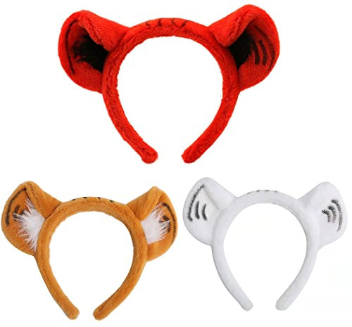 She's Shining Damen-Haarband, Tiger, Plüsch, Leopardenmuster, niedliche Ohren, 3 Stück