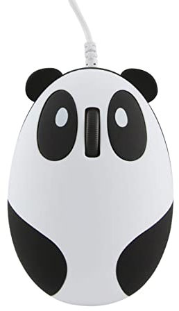 Kabelgebundene Panda-förmige Maus, Niedliche Tier-Cartoon-Design, Tragbare Kleine Reisemaus für Computer, Laptops, Heimbüros, Kindergeschenke (Schwarz-Weiß)