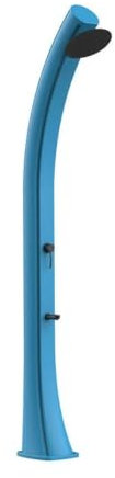 Starmatrix Rioxxl Gebogene Solardusche aus Polyethylen 40 l mit blauem Fußwaschbecken