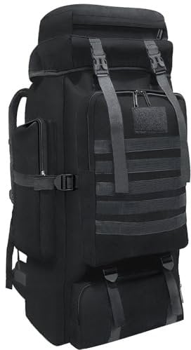 Wesoke 80L Wander-Camping-Rucksack Reise-MOLLE-Rucksack,militärische taktische Tagesrucksäcke,verdickter,verstellbarer,wasserdichter Outdoor-Rucksack mit großer Kapazität, Schwarz