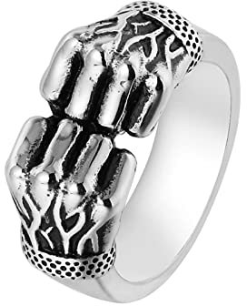Ring für Männer für Kleinen Finger, Goth Ring Herren Fitness Silber Edelstahl Größe 54 (17.2)