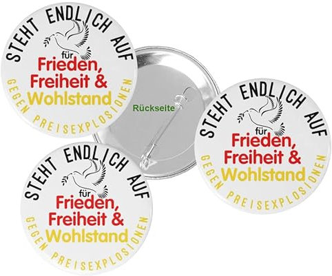 Set Buttons Steht endlich auf Demo Friedensdemo Energiekrise Strompreis Gaskrise Sanktionen Inflation (Taube 3er Set)