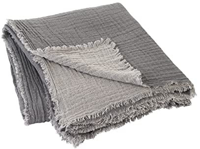 Blomus Decke Double, Wolldecke, Sofadecke, Kuscheldecke, Baumwolle, Steel Gray, 130 x 200 cm, 66534