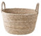 Natural Straw Woven Storage Basket, Home Organisation Hamper Basket with Handles (Large)