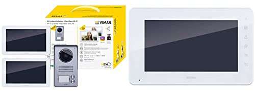 VIMAR K40956 Kit videocitofonico da parete con: 2 videocitofoni touch screen vivavoce Wi-Fi a colori LCD 7, bianco & K40912 Monitor Supplementare, Bianco