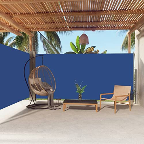 Gecheer Ausziehbare Seitenmarkise Sonnenschutz Sichtschutz Windschutz Gartensichtschutz Blickdicht Seitenwandmarkise Seitenrollo für Balkon Terrasse Garten, UV- und Wasserbeständig,Blau 180x600 cm