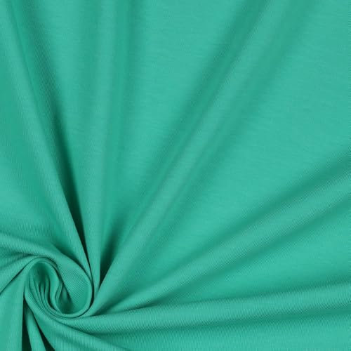 VmG-Store Jersey Stoff UNI Meterware 75 Farben zum Nähen Baumwolljersey Nähstoff Kinderstoff 150 cm breit (076 I Green)