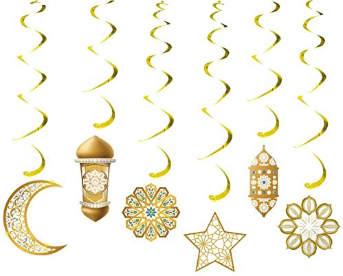 Wudaizhi Eid Mubarak Spiral Banner Ornamente Hängen Wirbelstreamer Dekoration Für Das Heim Ramadan Kareem Eid Party Dekor Festivalzubehör Lieferungen