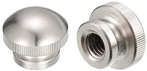 sourcing map Knurled Thumb Nuts, 2pcs M8 x D19mm x H16mm Carbon Steel Knurled Nut with Collar High Head Blind Hole Knurled Thumb Nuts for 3D Printer Parts