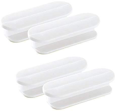 ShanBye 4 PCS Stick On Handles, Modern White ABS Plastic, 3.54 x 1.25 x 0.78 inches, Drawer, Door, Cupboard, Refrigerator