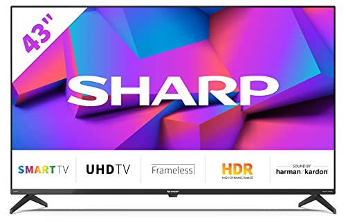 SHARP 43FK2E Frameless 4K Ultra HD Smart Fernseher 108 cm (43 Zoll), Amazon Video, DTS Virtual, HDR10, HLG, Bluetooth, Schwarz