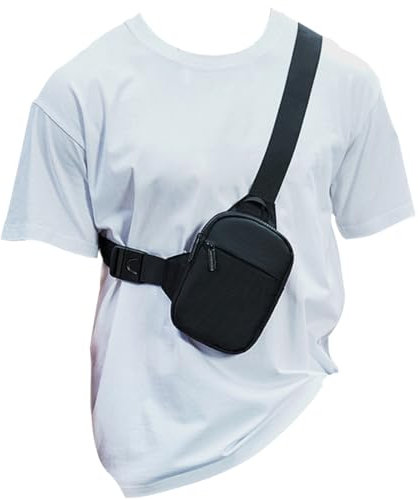Klein Brusttasche Herren, Handy Umhängetasche Klein Herren, Mini Handy Schultertasche Handytasche mit Portemonnaie Herrentasche zum Umhängen Handtasche Camping Chest Sling Crossbody Bag, Schwarz