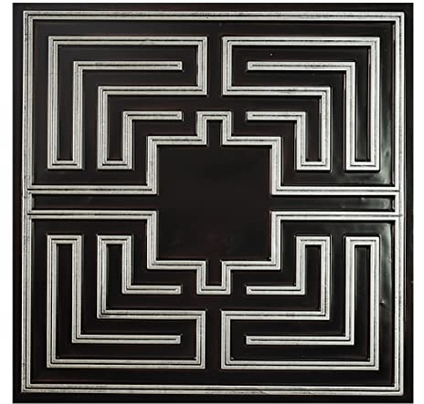 Tuiles de plafond en faux étain,Faux carreaux de plafond en étain collés,Coller des carreaux de plafond peints,(paquet de 10, 40 pieds carrés),PL25 Argent traditionnel 10 pièces