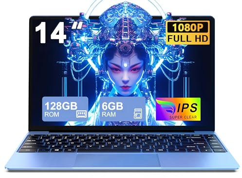 Ordenador Portatil Celeron N4020 Up to 2.8Ghz, Ordenadores Portatiles 14 Pulgadas Win 10 con 5G WiFi 6+128GB SSD Expansión 1TB, BT 4.2 1920*1080 FHD Mini Puerto Multimedia Portatiles Buenos-Azul