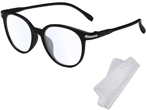 XFentech Lunettes Anti-Lumière Bleue - Anti-Lumière Bleue Monture Ronde Lunette Gaming Anti-Fatigue Lunettes de Lecture Lunettes de Jeu Verres Transparents pour Femmes Hommes - Noir