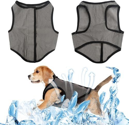 5 Größen Hunde Kühlweste, Sommer Abkühlung Jacket Grau für Hund, Atmungsaktiv Haustierweste Mesh Hundemantel für Große, Mittlere und Kleine Hunde (2XL)