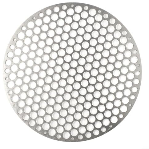 FUBESK Runder Grillrost, 18 cm / 20 cm / 22 cm / 24 cm / 26 cm / 28 cm / 30 cm Grillrost, Edelstahl, rundes Grillnetz, Grillmatte aus Karbonofen, Dampfnetz, Grillrost für Picknick im Freien (18 cm)