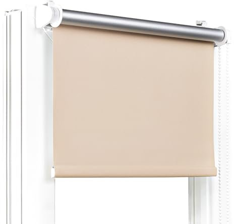 Fenster DEKOR - Rollos Für Fenster Ohne Bohren Beige - Verdunkelungsrollo B110 x H150 cm - Klemmrollo Verdunkelung - Fensterrollo Für Balkontüren - Verdunklungsrollo Leicht Zu Installieren