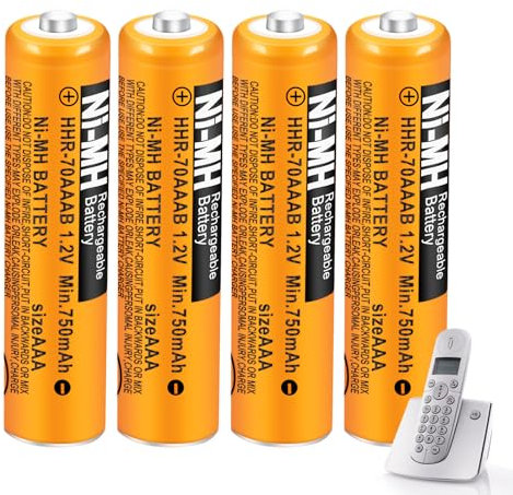 HHR-70AAAB NI-MH AAA Akku für Panasonic Schnurlose Telefone 1,2V 750mAh, 4 Stück AAA-Batterien Wiederaufladbar für Gigaset Telefon