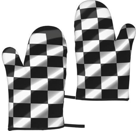 HGSLQDEE Ofenhandschuh, Küchen- und Kochhandschuhe, Schwarz / Weiß