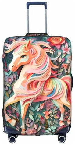 XZDCAL Housse de valise licorne rose découpée en papier. La housse ne comprend pas la valise elle-même, blanc, XL