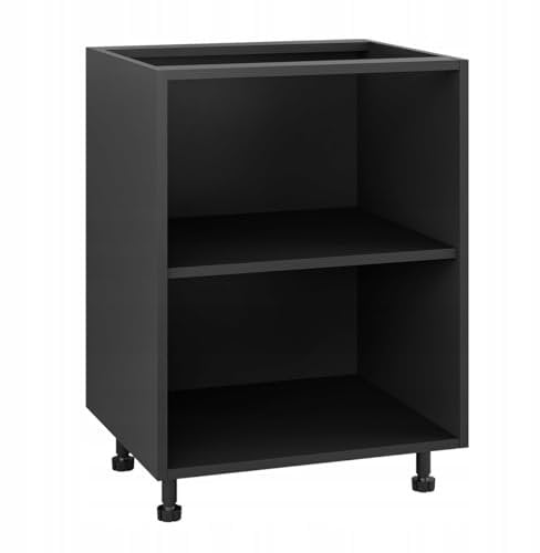 Modularer Unterer Küchenschrank 60 cm - ohne Arbeitsplatte - mit verstellbaren Füßen und Soft-Close - 18 mm Möbelplatte - einfach zu montieren - ideal für die Küche - Schwarz