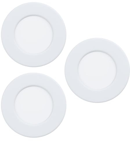 EGLO connect.z 3er-Set Smart-Home LED Bad-Einbaustrahler Fueva 6-Z, flach | Ø 8,6 cm, ZigBee, App und Sprachsteuerung Alexa, RGB, warmweiß-kaltweiß, dimmbar, Metall Einbauspot weiß, IP44