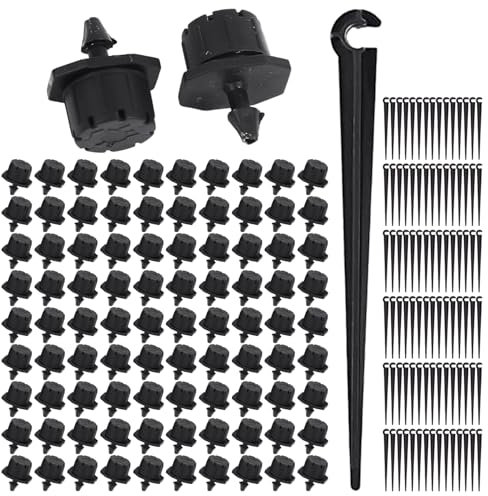 EHDWXVZM 90 Piezas De Cabezales De Aspersores De Riego por Goteo, 90 Piezas De Soportes De Suelo, Mini Cabezales De Aspersores Ajustables, Accesorios De Goteros Negros
