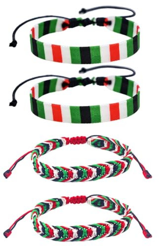 arrderly 4 x mehrfarbiges, verstellbares Armband im palästinensischen Stil für Damen und Herren