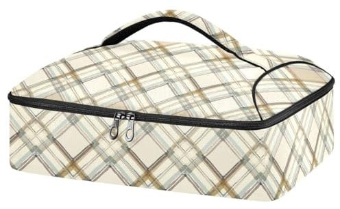 JUMBEAR Fashionable Buffalo Plaid Insulated Casserole Dish Carrier,Casserole Carrier Bag, Casserole Carriers for Hot or Cold Food Fit for Dinner, Party, Camping