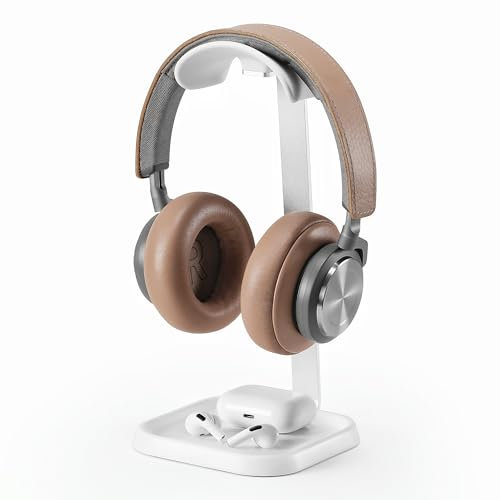 Curved Headset Stand with Storage Tray, Gaming Headset Holder for AirPods Max, AirPods Pro, Beats, Bose, Sony and More