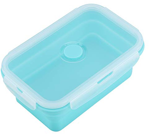 Contenitore per Alimenti Pieghevole Portatile in Silicone Lu Box 500 Ml S Lunchbox per Ufficio, Scuola, Viaggi, Pieghevole, Contenitore per Alimenti in Silicone, a Prova di Cibo,