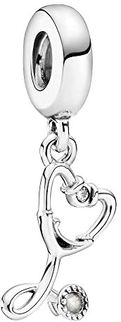 Lkwidi Charmes Stethoskop Hangle Charms-Anhänger 925 Sterling Silber Charm Bead Pendant für Europäische Armbänder und Halsketten