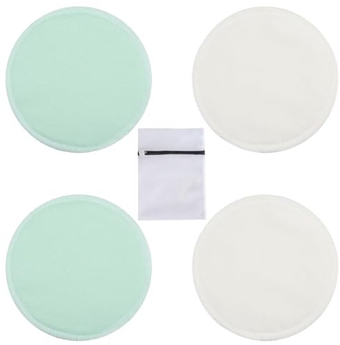 4 Stück Bio Bambus Stilleinlagen Waschbare Stilleinlagen Wäschebeutel Wiederverwendbare Stilleinlagen für die Mutterschaft Stilleinlagen Waschbar (Soft)