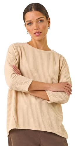 Roman Originals Textured Jersey Slouch Jumper for Women UK - Ladies Everyday Autumn Winter Round Neckline Comfy Soft Evening Vacation Work Party Night Out