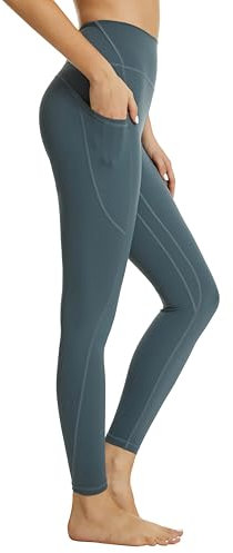 Buepeara Sport Leggings Damen Sporthose mit Taschen, High Waist Tights Laufhose Fitnesshose Für Sport & Alltag 3323-03 XL