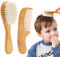 Brosse et peigne de cheveux pour bébé, pinceau de cheveux pour bébé en bois ensemble de broussailles et de peignes doux et douce fille, garçon, baignoire pour tout-petits