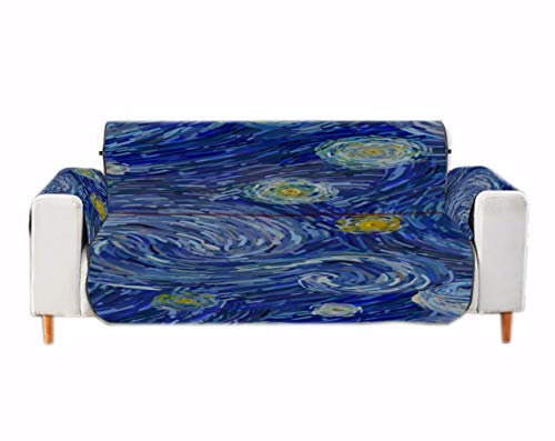 Housse de canapé en velours avec lune brillante et ciel étoilé, peinture à l'huile Van Gogh, décoration artistique pour fauteuil, canapé, meubles pour animaux domestiques, housse en tissu antidérapant