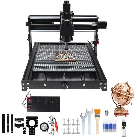 RATTMMOTOR CNC Fräsmaschine 4030 Pro, 3 Achsen CNC Fräse-Graviermaschine GRBL Steuerung, Arbeitsbereich 300 x 400 x 73mm,500W Spindelmotor,mit Endschaltern & Not-Aus