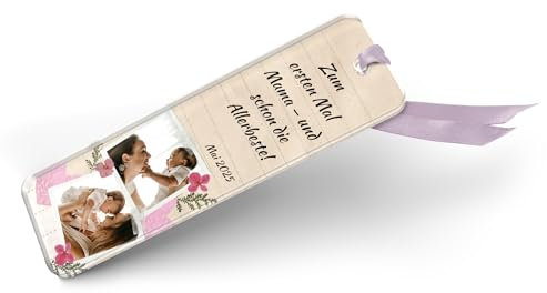 Lesezeichen mit Foto & Text – Persönliches Geschenk Buchliebhaber – Geschenk Weihnachten für Mama, Oma oder Tante – stabiles Acrylglas Buchzeichen