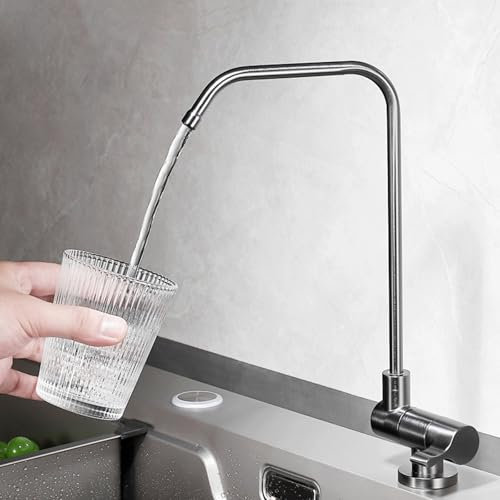 Robinet pliant de l'évier de cuisine avec filtre à eau potable simple robinet gris froid