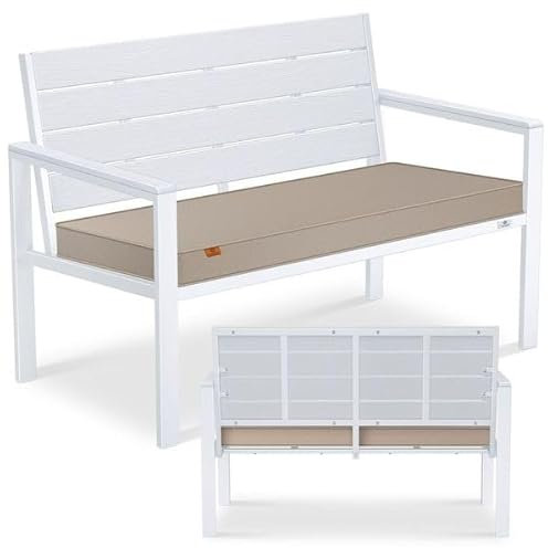 KESSER® Gartenbank mit Kissen – Sitzbank Wetterfest 2-Sitzer Parkbank in Holzoptik Balkonbank für Garten Terrasse Balkon bis 300 kg belastbar UV-beständig inkl. abnehmbarem & waschbarem Polsterbezug