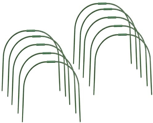 Lot de 10 cerceaux de jardin pour filets | Arceaux de serre | Petits cerceaux de serre pour lits surélevés avec revêtement antirouille | Arceaux de support de serre pour parterres de jardin, 48 x 50