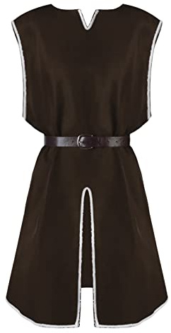 Herren Mittelalter Kostüm Ärmellos Tunika Hemd Wikinger Piratenhemd Casual Tshirt Fischerhemd Retro Renaissance Kleidung Gothic Steampunk Halloween Cosplay Kostüm mit Schwarz Wikinger Gürtel